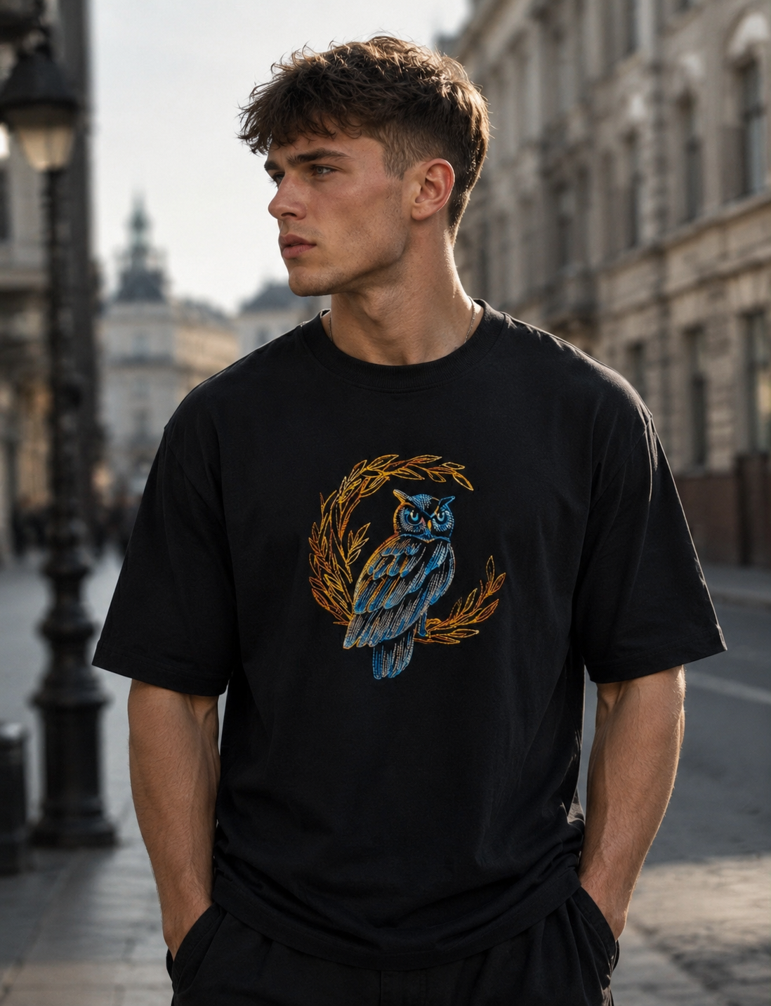 Owl Embroidered Oversize T-shirt