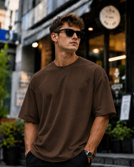 Brown Plain Oversized T-shirt