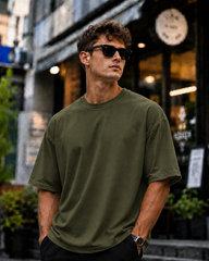 Army Green Plain Oversized T-shirt
