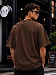 Brown Plain Oversized T-shirt
